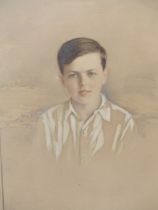 KETURAH ANN COLLINGS, BRITISH 1862-1948. PORTRAIT OF A BOY DATED 1932 VERSO. GRAPHITE AND WASH, 18 X