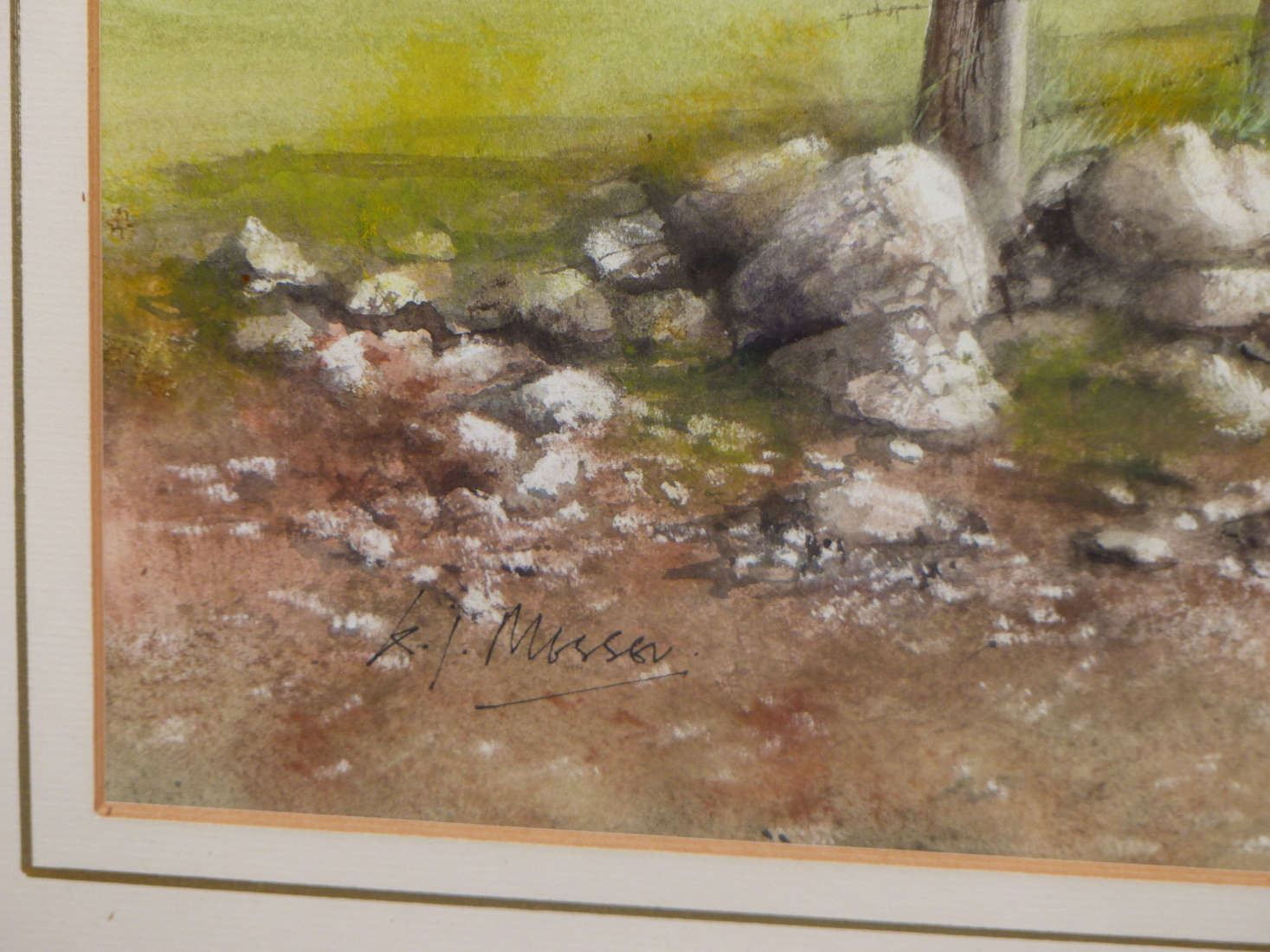 KEN MESSER (1931-2018) ARR, UPLAND LANDSCAPE IN SPRING, SIGNED, WATERCOLOUR, 41 X 31.5CM. - Image 3 of 4