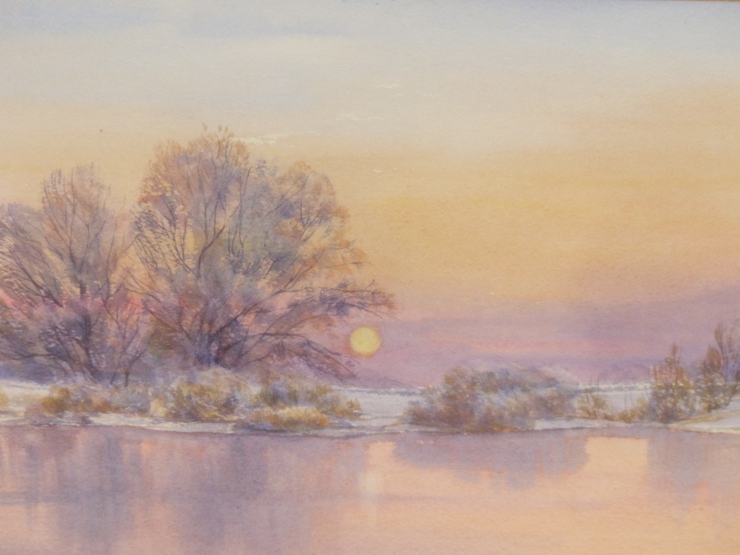 VALERIE PETTS (20TH CENTURY) ARR, WINTER EVENING AT HARDWICK, SIGNED, WATERCOLOUR, 33.5 X 21.5CM.