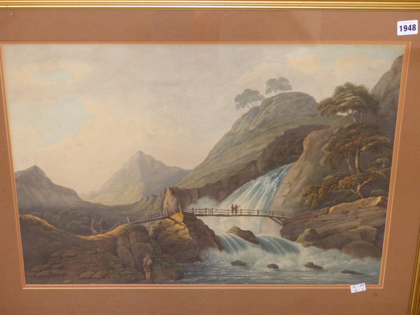 IN THE MANNER OF THOMAS WALMSLEY, BRITISH 1763-1806. VIEW OF WATERFALL AT GLEN CROW, WESTERN - Image 2 of 4