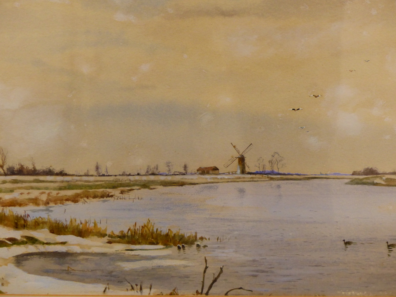 ROBERT WINCHESTER FRASER, BRITISH 1848-1906. FENLAND VIEW SWAVESEY IN WINTER, PARTIAL SIGNATURE