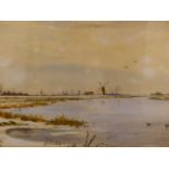 ROBERT WINCHESTER FRASER, BRITISH 1848-1906. FENLAND VIEW SWAVESEY IN WINTER, PARTIAL SIGNATURE