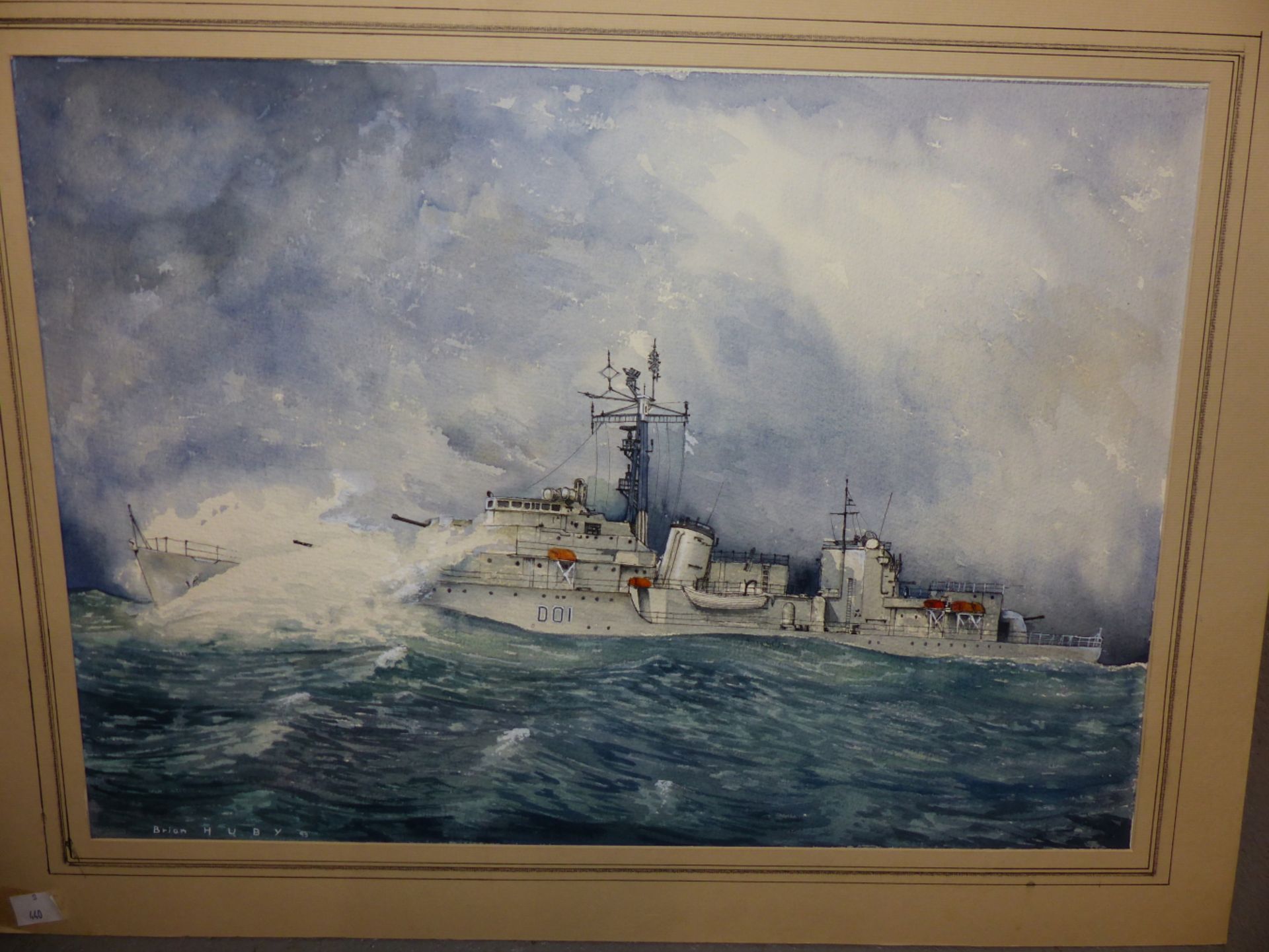 BRIAN HUBY (20TH CENTURY) ARR, TRAWLER IN HEAVY SEAS, SIGNED AND DATED '87, WATERCOLOUR, UNFRAMED, - Image 2 of 3