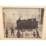 AFTER LAURENCE STEPHEN LOWRY RBA, RA (1887-1976) ARR, LEVEL CROSSING, SIGNED IN PENCIL, COLOUR