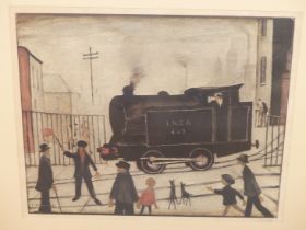 AFTER LAURENCE STEPHEN LOWRY RBA, RA (1887-1976) ARR, LEVEL CROSSING, SIGNED IN PENCIL, COLOUR