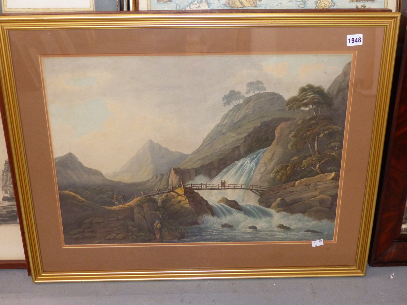 IN THE MANNER OF THOMAS WALMSLEY, BRITISH 1763-1806. VIEW OF WATERFALL AT GLEN CROW, WESTERN - Image 3 of 4