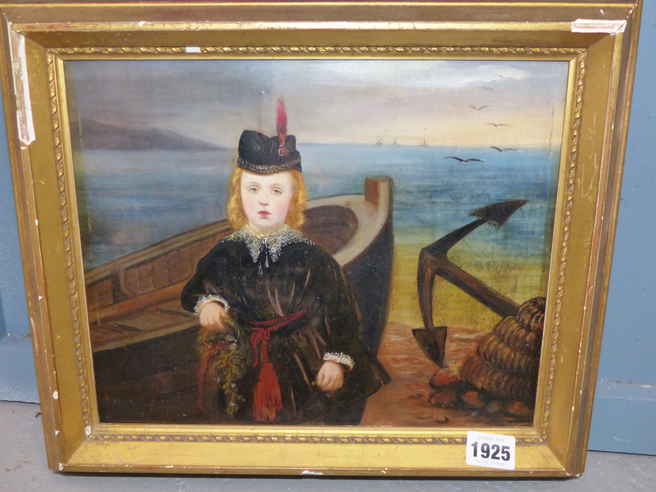ENGLISH SCHOOL, 19THC. VICTORIAN LAD IN A NAUTICAL SETTING. UNSIGNED, PROVENANCE VERSO "PROPERTY - Image 2 of 4