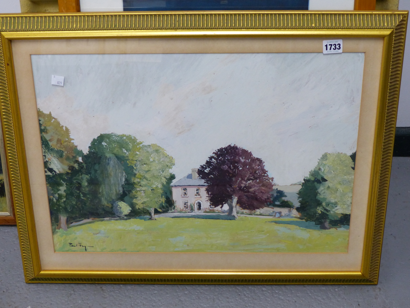 PAUL FOY, 20TH C. IRISH COUNTRY MANORHOUSE AND GROUNDS. OIL AND GOUACHE, 38 X 54.5 CM. - Bild 4 aus 5