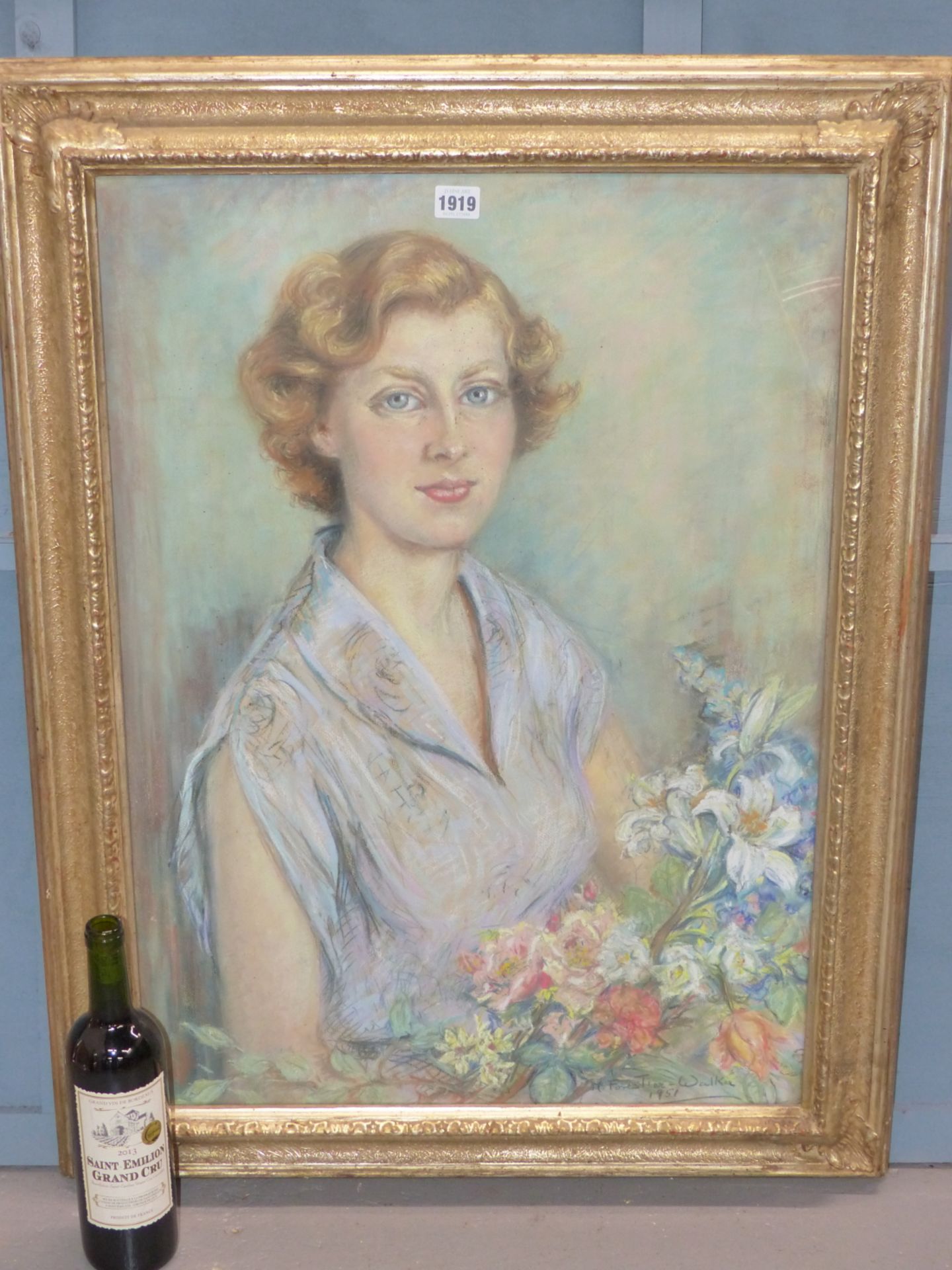 MOLLIE FORESTIER-WALKER (BRITISH 1912-1990), PORTRAIT OF JANET PHILLIPS WITH FLOWERS, SIGNED AND - Image 3 of 5