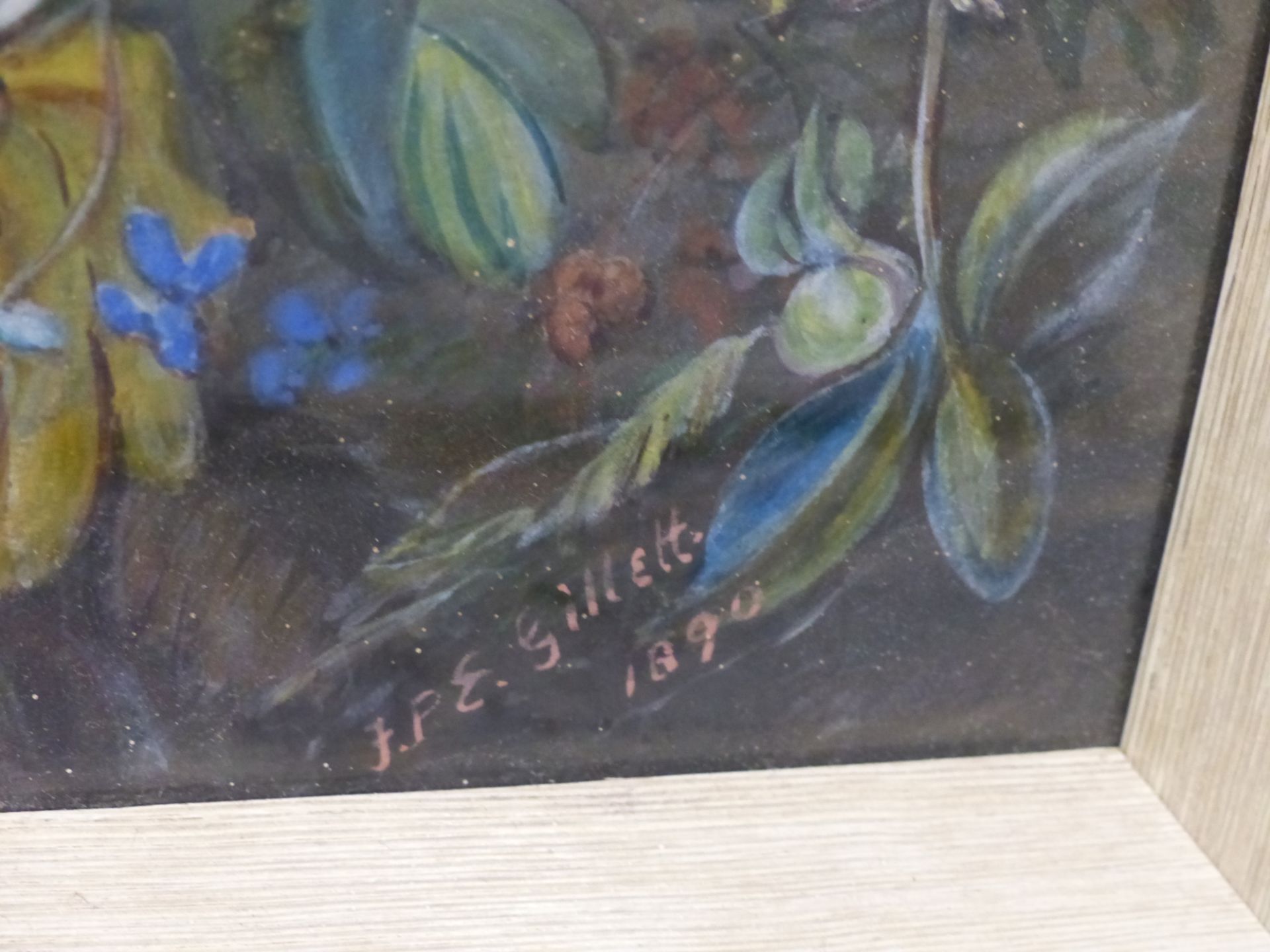 F.P.E. GILLETT (LATE 19TH CENTURY), STILL LIFE OF FLOWERS, SIGNED AND DATED 1890, WATERCOLOUR AND - Image 4 of 5