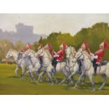 BATHA (POSSIBLY GERHARD BATHA) (20TH CENTURY) ARR, CAVALRY DISPLAY OUTSIDE WINDSOR CASTLE, SIGNED,