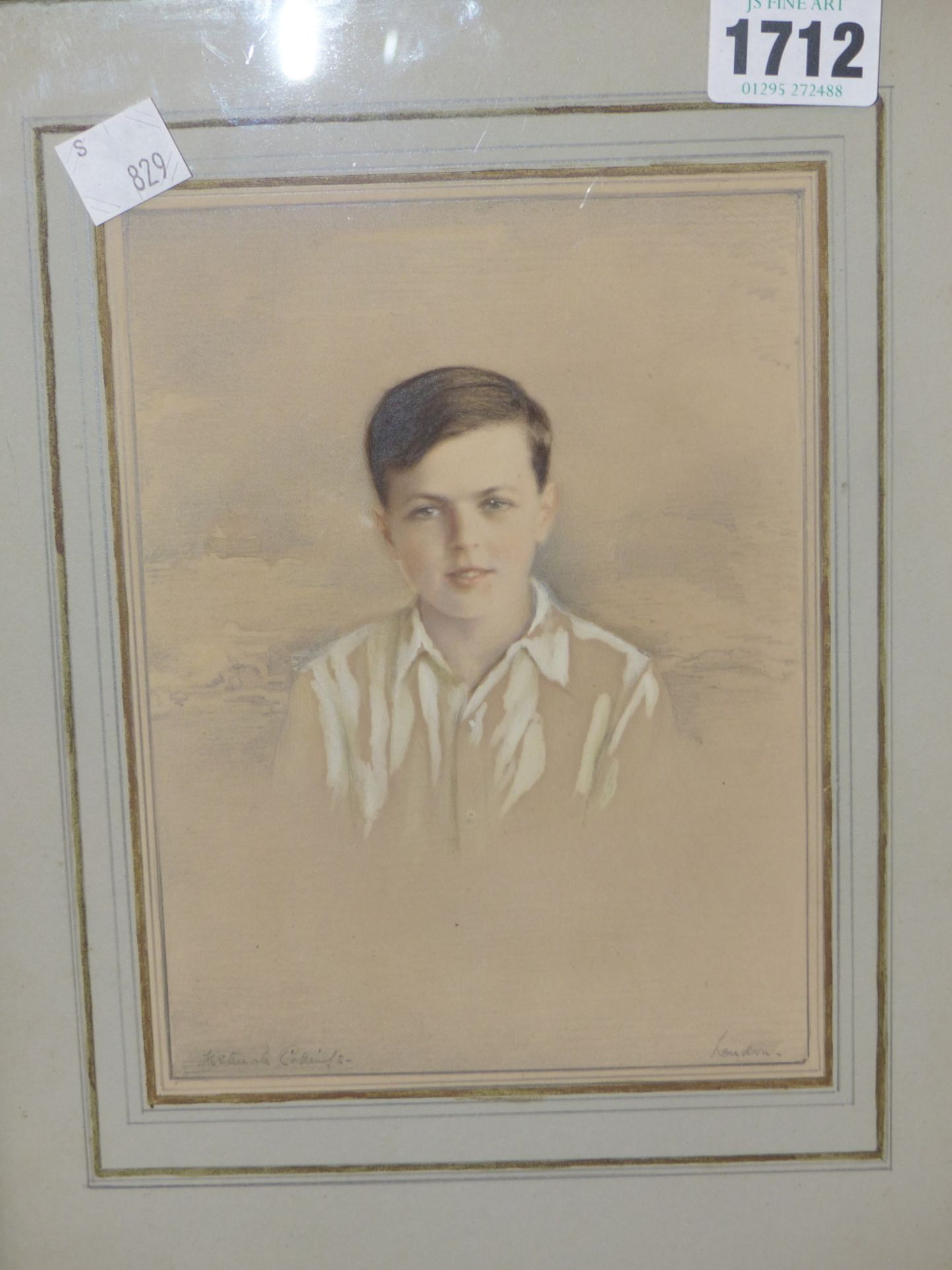 KETURAH ANN COLLINGS, BRITISH 1862-1948. PORTRAIT OF A BOY DATED 1932 VERSO. GRAPHITE AND WASH, 18 X - Image 2 of 3