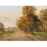 IN THE MANNER OF HENDRIK CORNELIS KRANENBURG, DUTCH 1917-1997. FIGURES ON A COUNTRY ROAD. OIL ON