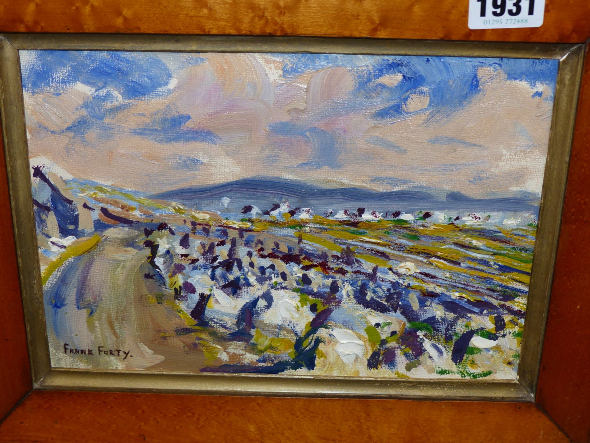 FRANK FORTY, BRITISH 1903-1996. FIELDS AND MOUNTAINS AT GLENMALURE - CO. WICKLOW. OIL ON BOARD, 16.5 - Image 2 of 4