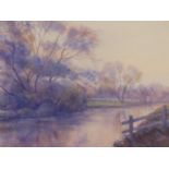 VALERIE PETTS (20TH CENTURY) ARR, THE THAMES AT NEWBRIDGE, OXFORDSHIRE, SIGNED, WATERCOLOUR, 25 X