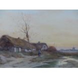 H. LEVY, 19TH C. DUTCH SCHOOL. A LOWLAND COASTAL HAMLET. WATERCOLOUR, 33 X 48.5 CM.