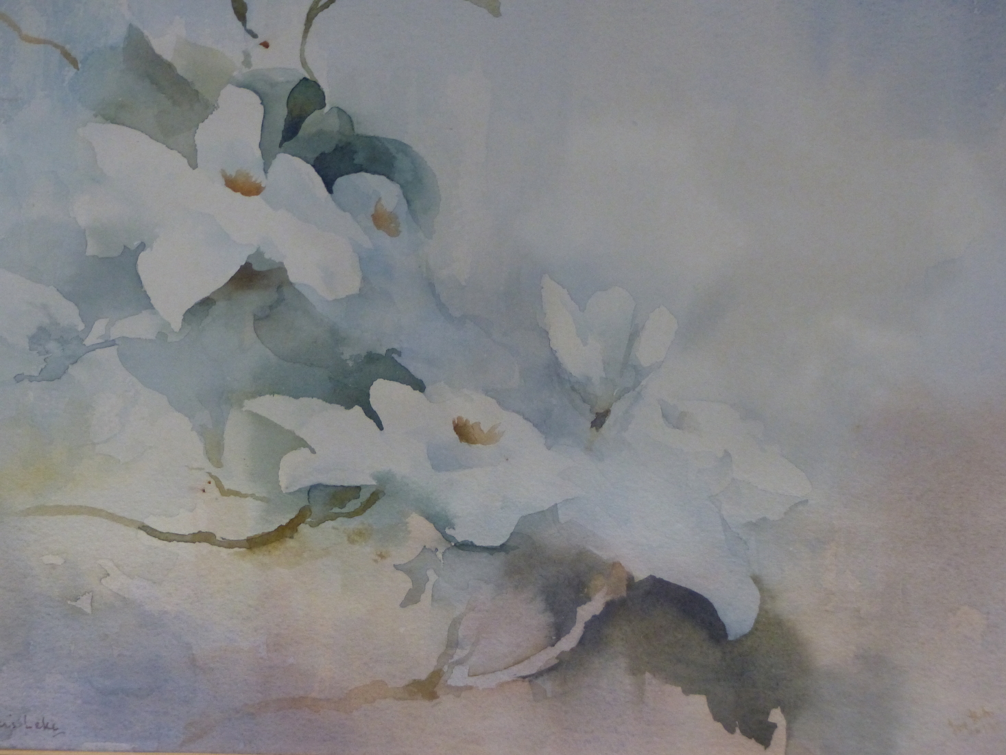 FRANCIS LEKE (1912-?), TWO WATERCOLOURS OF BLOSSOMS, BOTH SIGNED, SIZES VARY. (2)