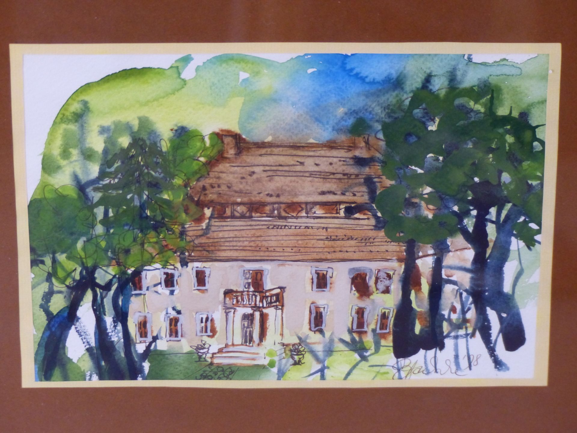 POLISH SCHOOL (20TH CENTURY), CHURCH AND VILLAGE, INDISTINCTLY SIGNED M. AMOL?, PASTEL AND CHARCOAL, - Image 4 of 6