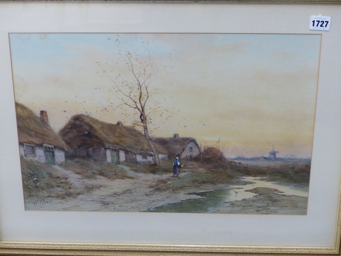 H. LEVY, 19TH C. DUTCH SCHOOL. A LOWLAND COASTAL HAMLET. WATERCOLOUR, 33 X 48.5 CM. - Image 2 of 5