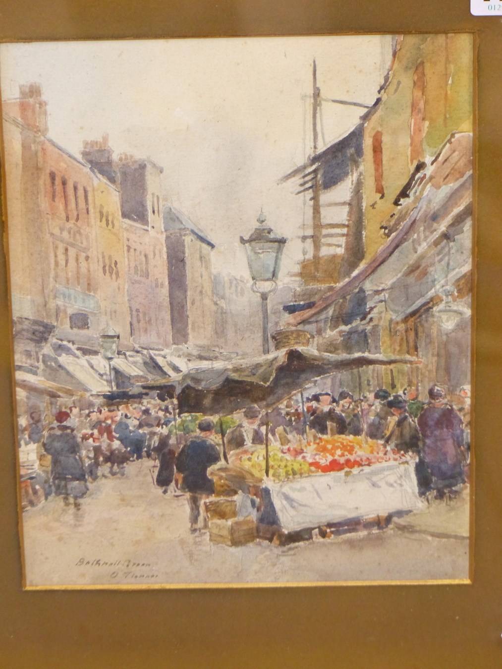ENGLISH SCHOOL EARLY 20TH C. MARKET SCENE TITLED "BETHNAL GREEN". INDISTINCTLY SIGNED WATERCOLOUR, - Image 2 of 4