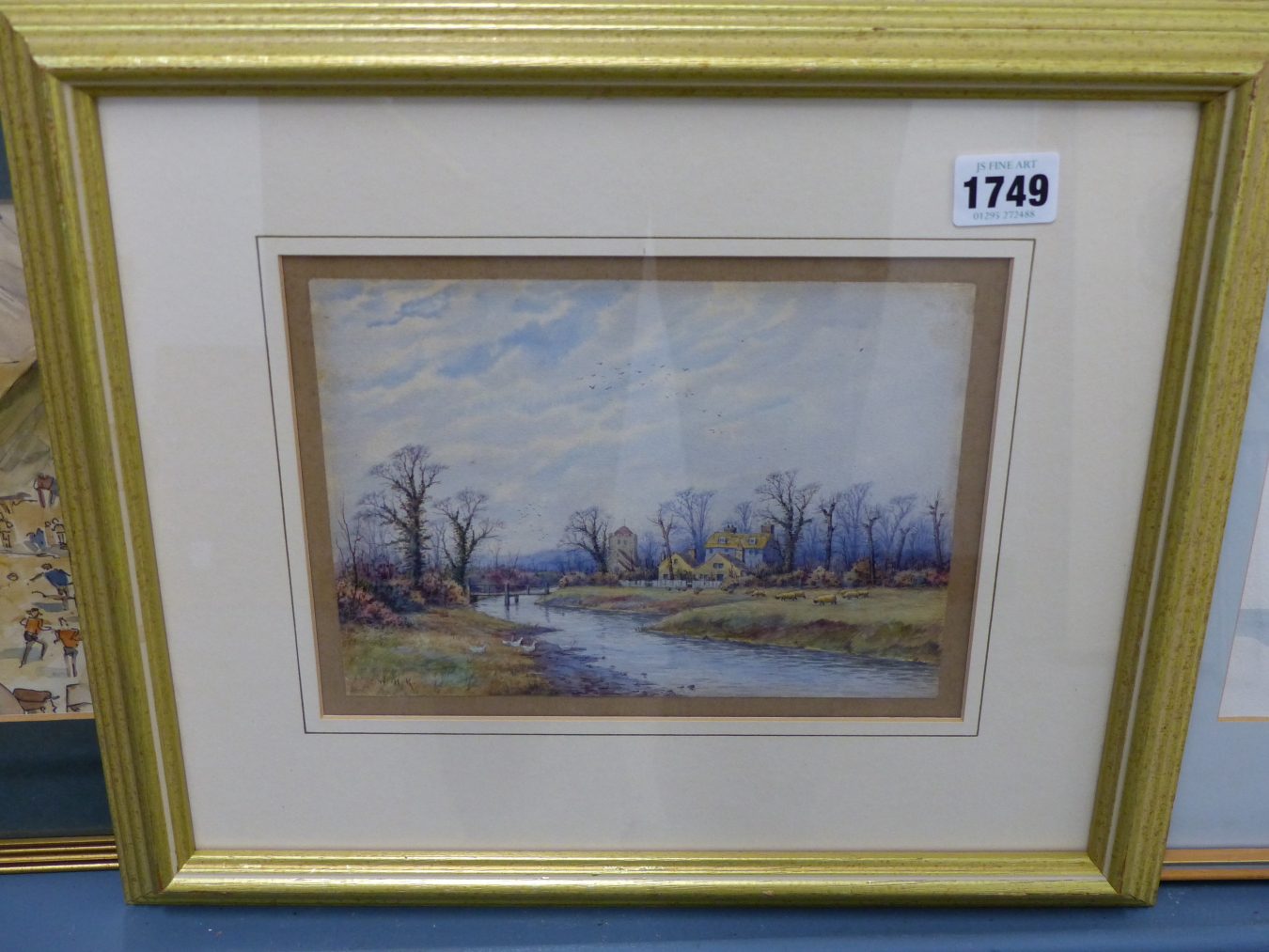 ENGLISH SCHOOL 19TH C. A PAIR OF FINELY DETAILED BUCOLIC ENGLISH RIVER SCENES, MONOGRAMMED W.H.K. - Image 3 of 5