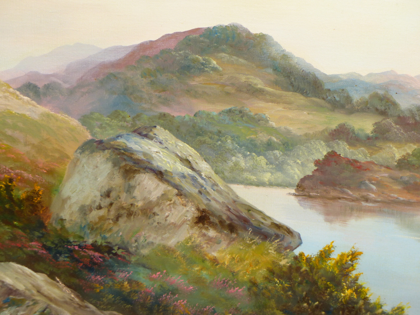 PRUDENCE TURNER (1930-2007) SCOTTISH, ARR, ON THE EDGE OF THE LAKE, HIGHLAND LANDSCAPE, SIGNED, - Image 5 of 6