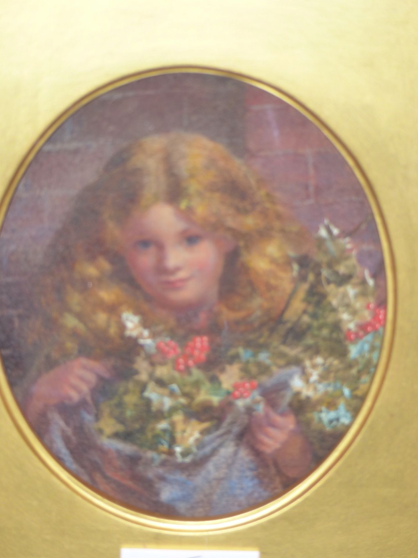 ENGLISH SCHOOL (19TH CENTURY), "CHRISTMAS", YOUNG CHILD WITH HOLLY AND IVY, WATERCOLOUR, OVAL, 10. - Image 2 of 5
