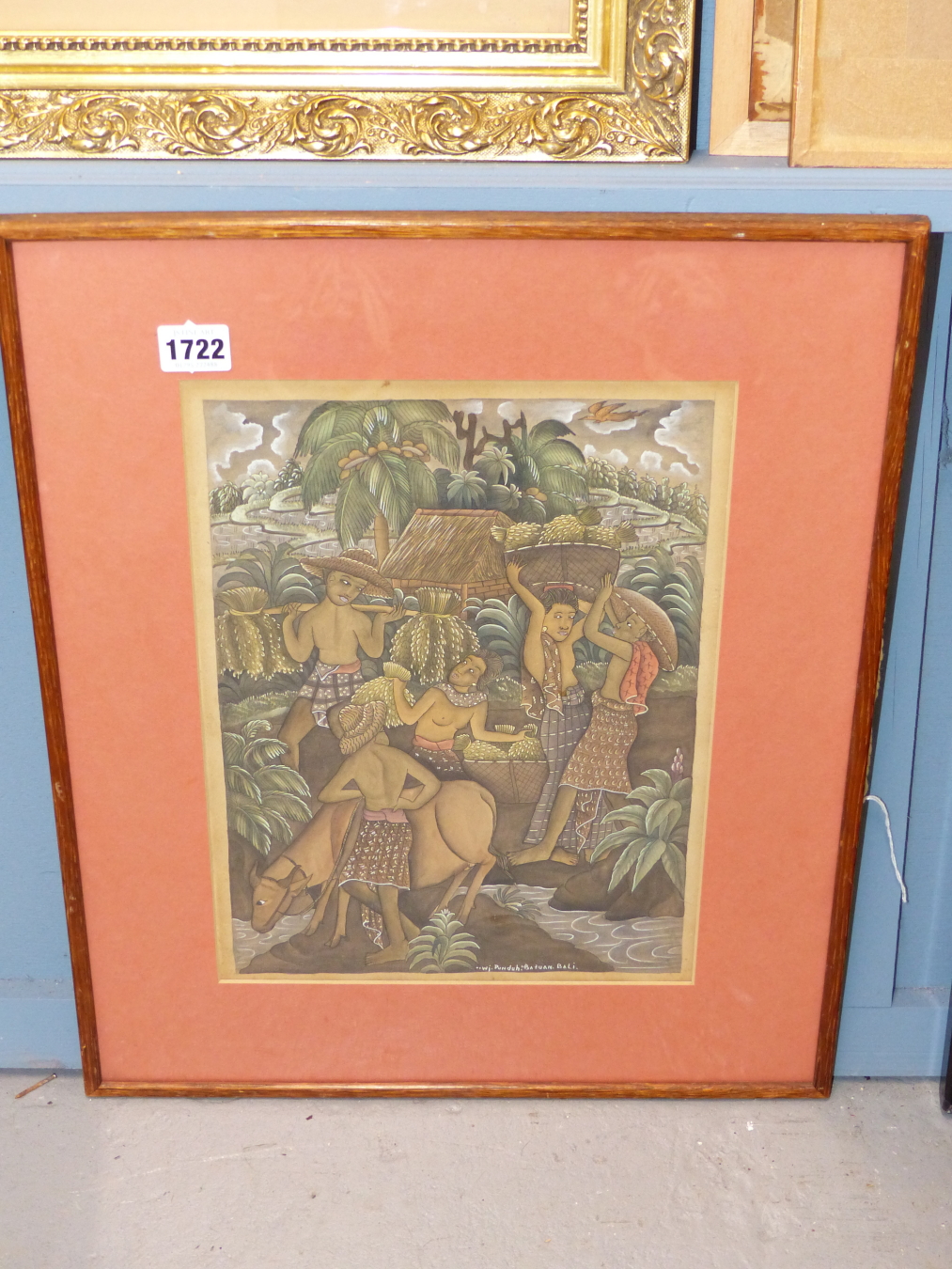 I WAYAN PUNDUH, 1923-2010. BUCOLIC HARVEST SCENE, BATUAN BALI. WATERCOLOUR/GOUACHE, 34.5 X 24 CM. - Image 3 of 4