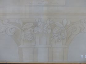 R.R. BLUNT (EARLY 20TH CENTURY), CAPITAL FROM WEST WALTON CHURCH, ARCHITECTURAL STUDY, SIGNED,