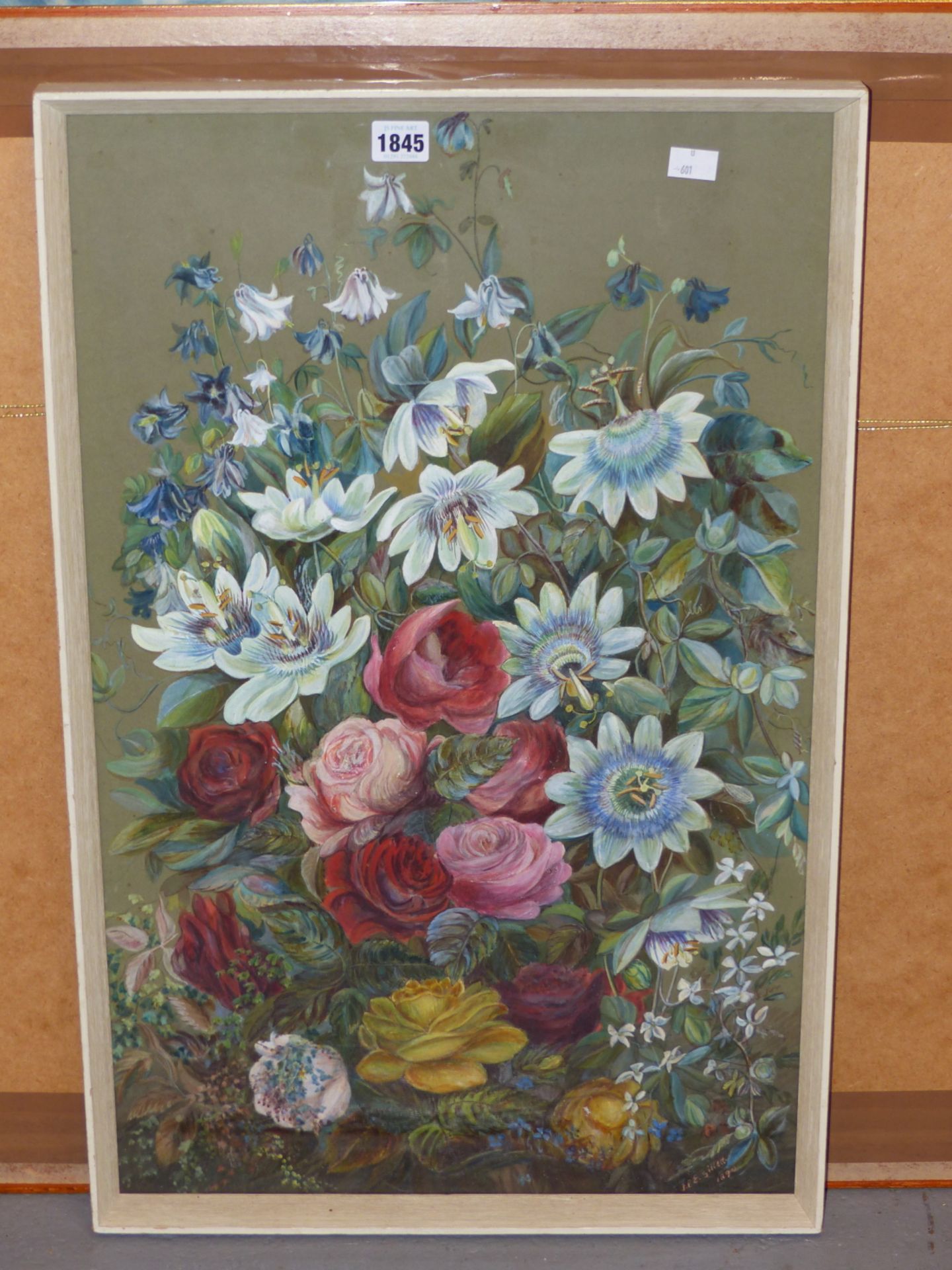 F.P.E. GILLETT (LATE 19TH CENTURY), STILL LIFE OF FLOWERS, SIGNED AND DATED 1890, WATERCOLOUR AND - Image 2 of 5
