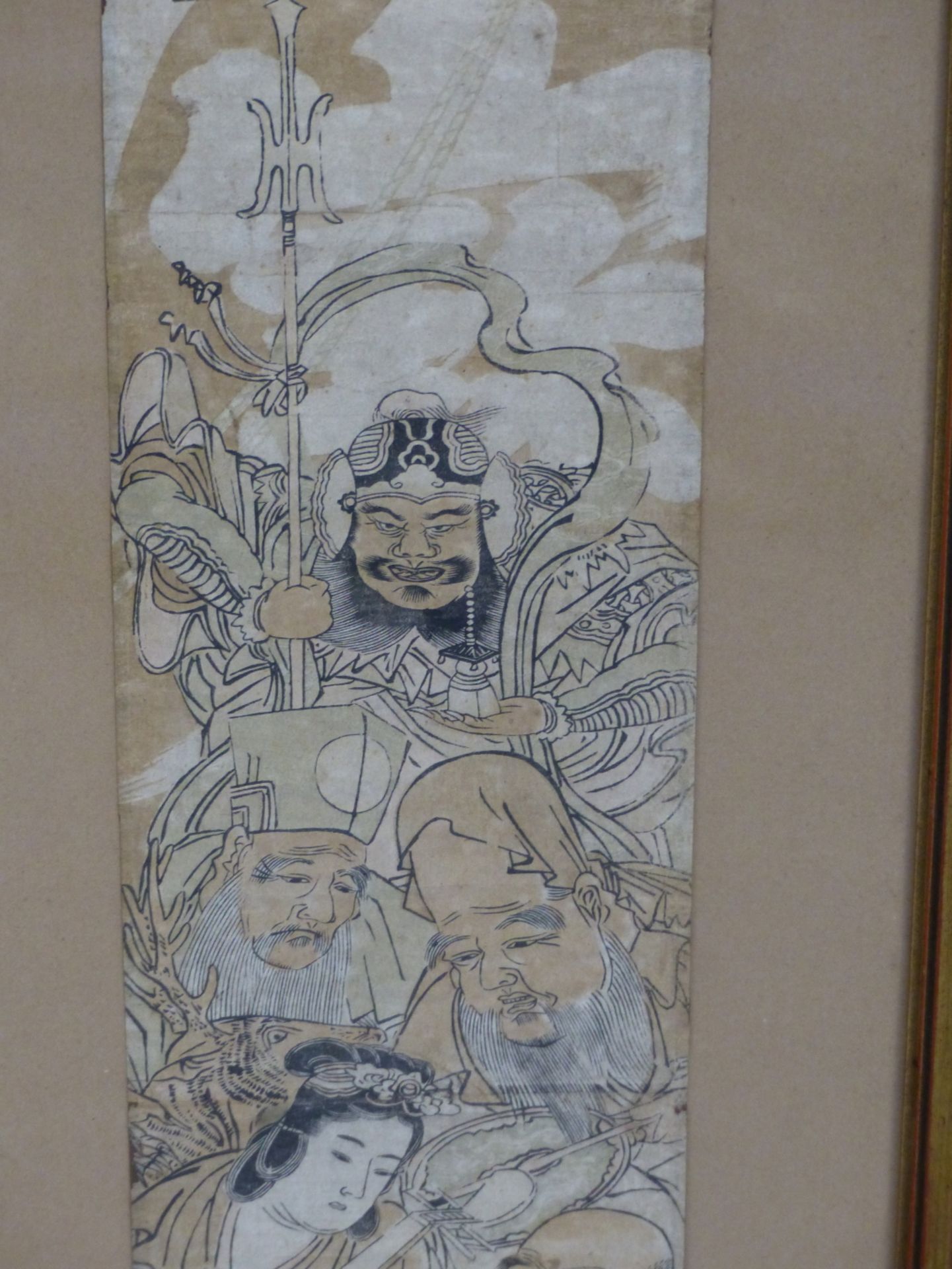 KATSUKAWA SHUNSHA, JAPAN 1726-1792. THE 7 LUCKY GODS SAILING IN TAKARABUNI. HASHIRA-E WOODBLOCK, - Image 3 of 9