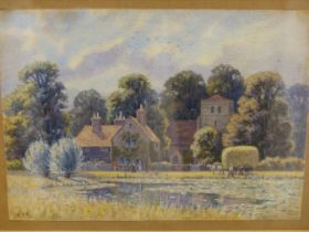 ENGLISH SCHOOL 19TH C. A PAIR OF FINELY DETAILED BUCOLIC ENGLISH RIVER SCENES, MONOGRAMMED W.H.K.