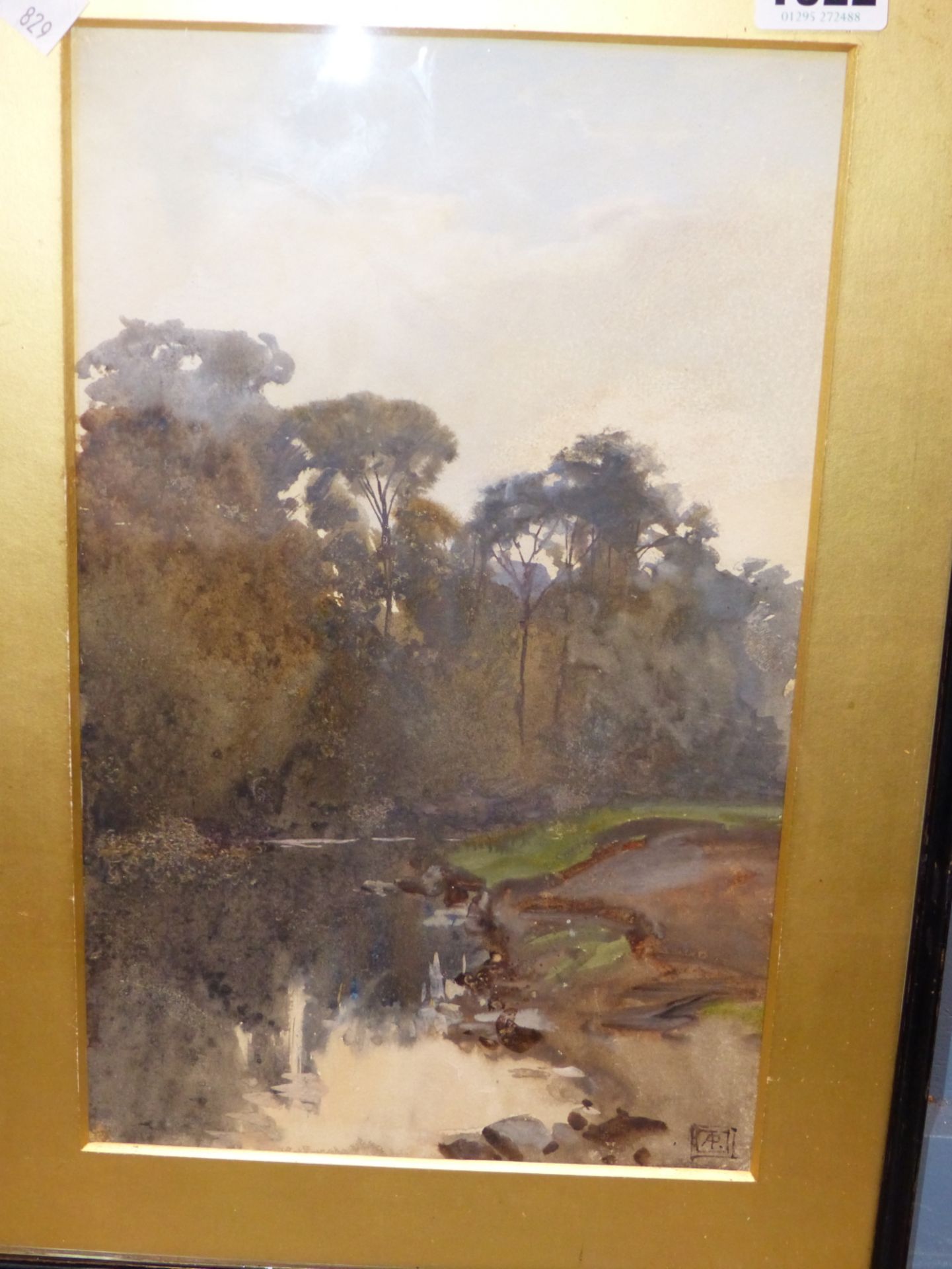 ALFRED WILLIAM PARSONS, BRITISH 1847-1920. RIVERSIDE VISTA. WATERCOLOUR, MONOGRAMMED LOWER RIGHT, - Image 2 of 5