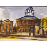 BRITISH SCHOOL (20TH CENTURY), CLASSICAL BUILDINGS, INDISTINCTLY SIGNED, WATERCOLOUR, 49.5 X 21.
