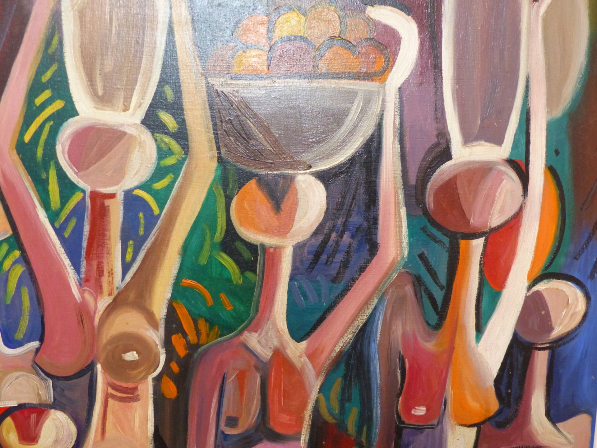 20TH CENTURY SCHOOL, LADIES CARRYING VESSELS ON THEIR HEADS, SIGNED VESPERS, OIL ON BOARD, 43 X 45.