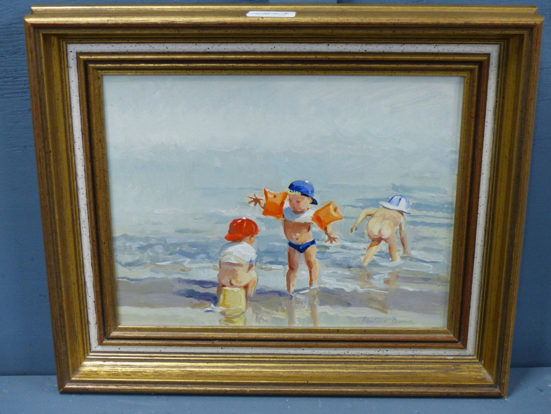 PAULINE BROWN (20TH CENTURY), CHILDREN PLAYING ON A BEACH, SIGNED, OIL ON BOARD, 24 X 19CM, TOGETHER - Image 2 of 12