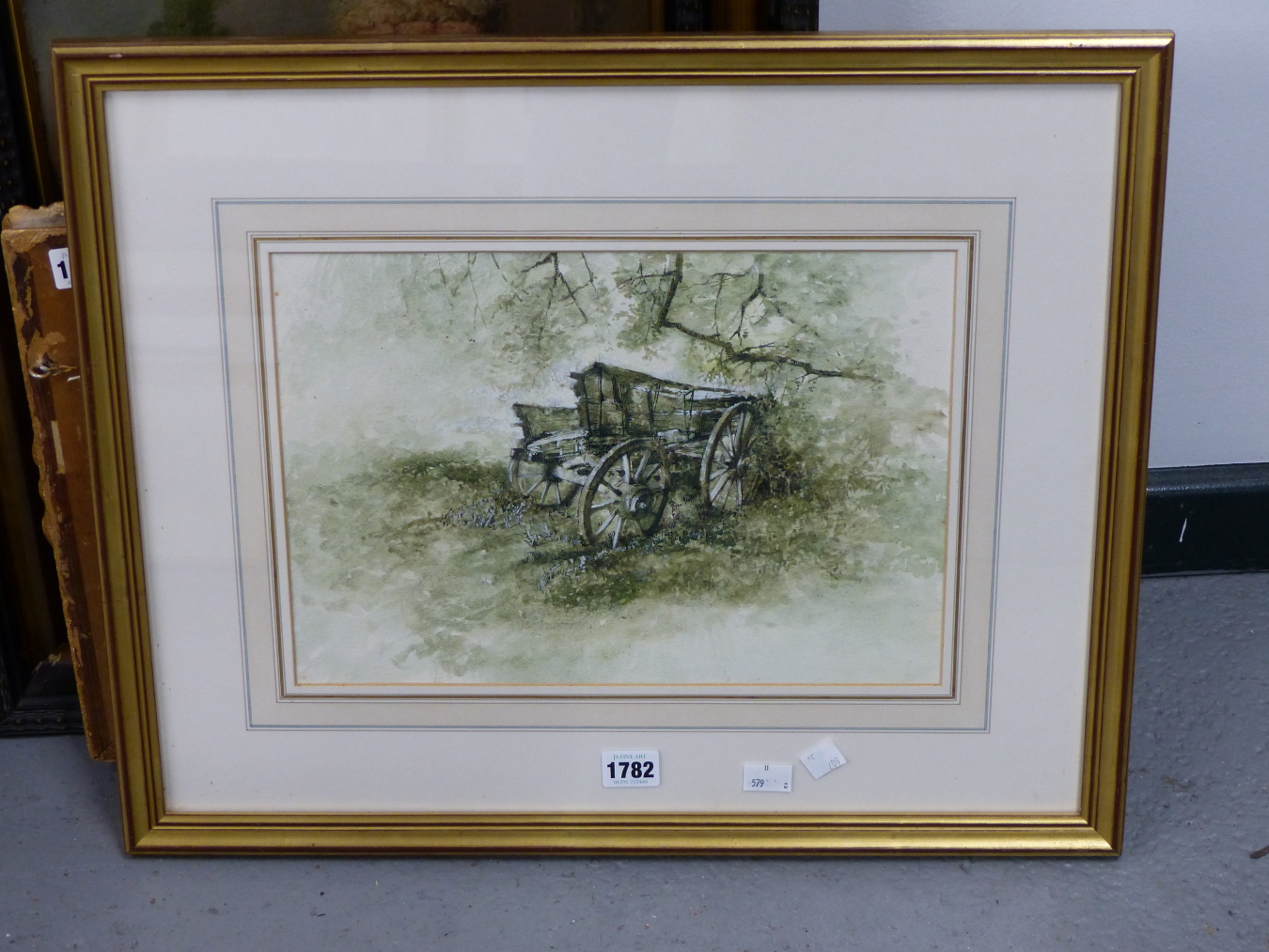 BRITISH SCHOOL (20TH CENTURY), INK AND WATERCOLOUR STUDY OF A DILAPIDATED HAY CART, 34.5 X 24CM, - Image 3 of 5