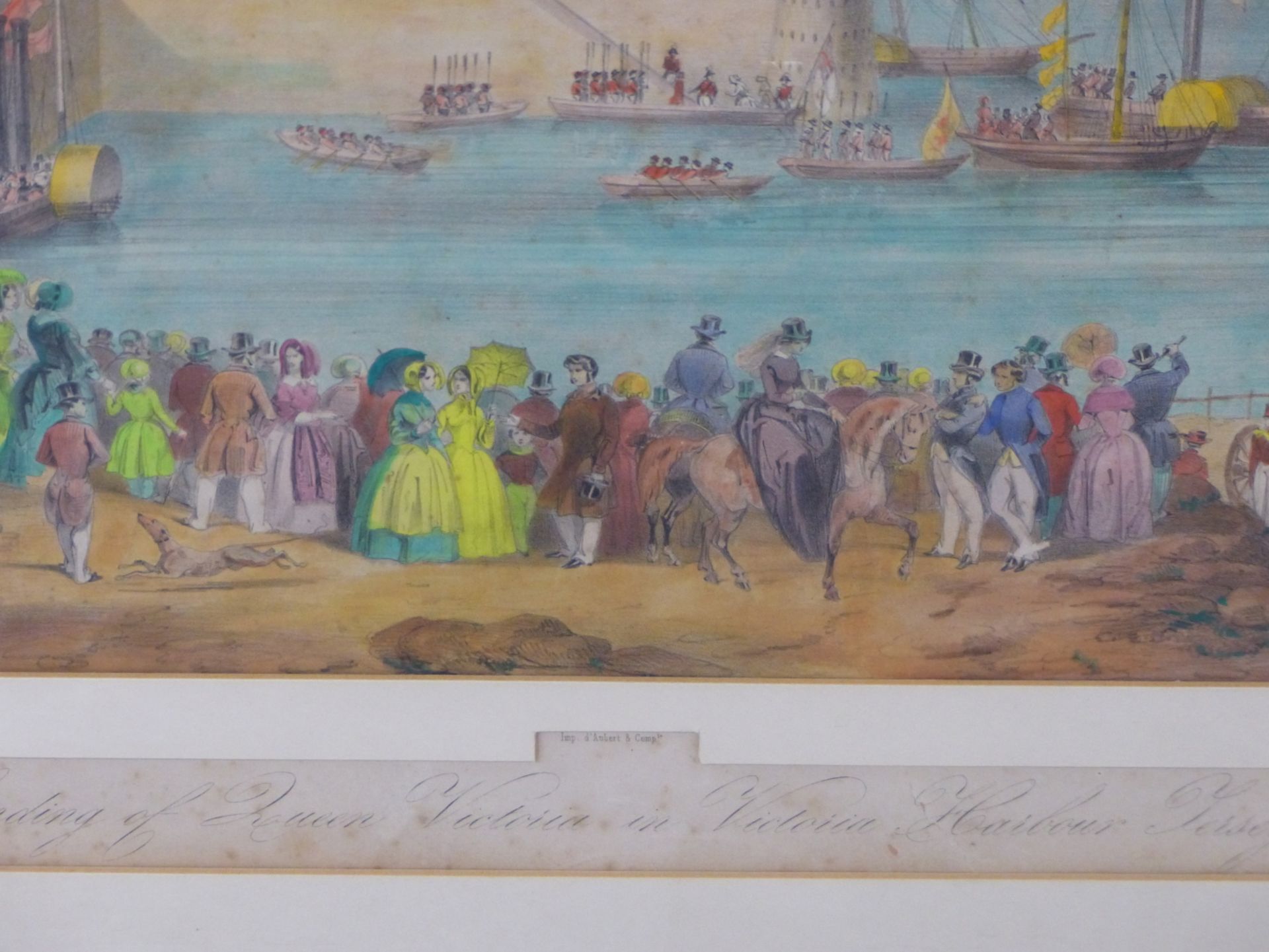 D' AUBERT & CIE, 19THC. LANDING OF QUEEN VICTORIA IN VICTORIA HARBOUR JERSEY. HAND COLOURED - Image 4 of 4