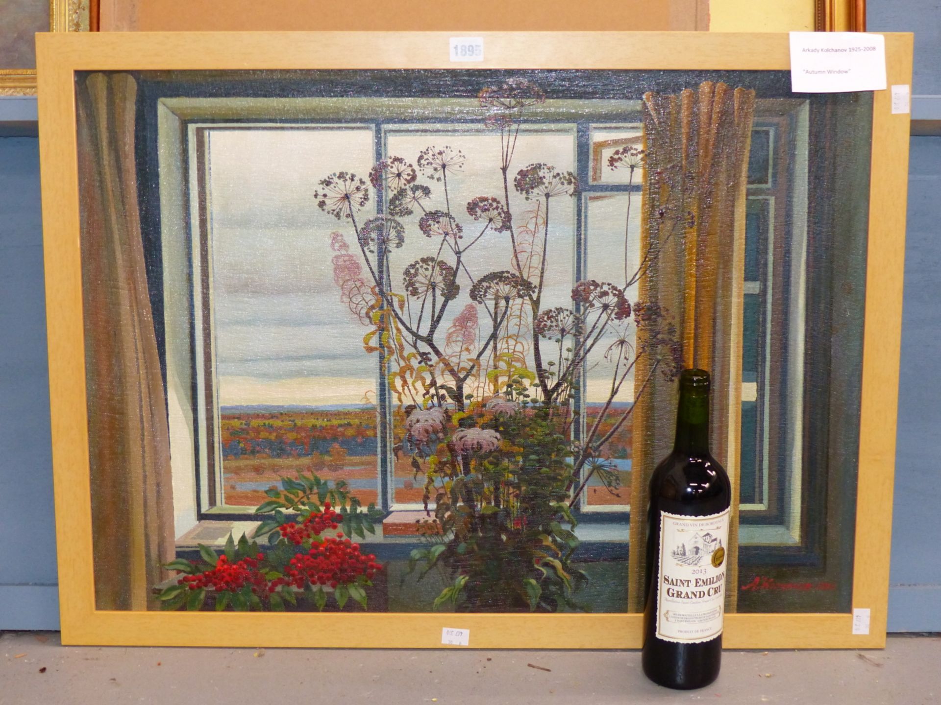ARKADY MIKHAILOVICH KOLCHANOV (1925-2008) RUSSIAN, AUTUMN WINDOW, SIGNED AND DATED 1990, OIL ON - Image 5 of 6