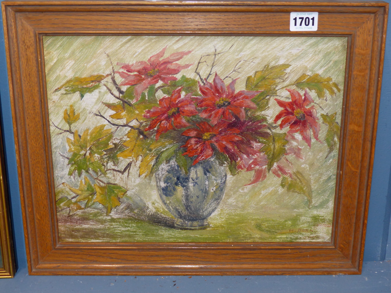 H. DORN, 20TH C. CONTINENTAL SCHOOL. FLORAL STILL LIFE, OIL ON BOARD, 27 X 35 CM. - Bild 2 aus 5