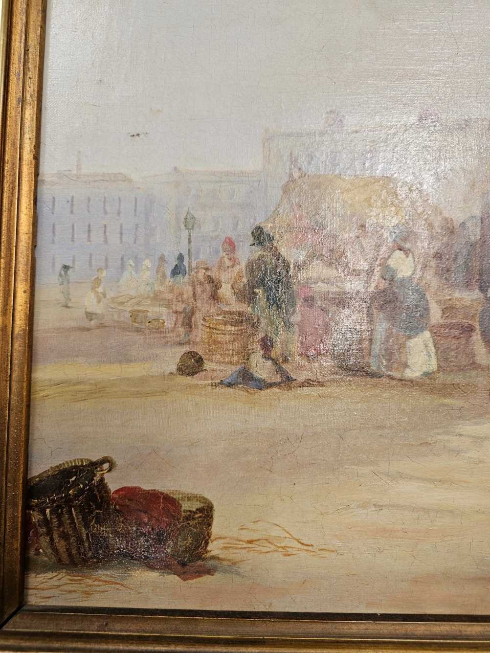 ENGLISH SCHOOL (19TH CENTURY), RAMSGATE MARKET, OIL ON CANVAS, 44 x 34cm. This has been cleaned - Image 8 of 9