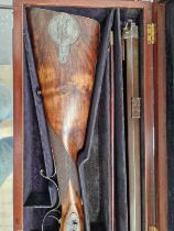 A fine 19th century George Gibbs, Bristol percussion sporting rifle contained in fitted mahogany