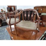 A pair of Edwardian salon chairs. Sound and usable. The seats are a little saggy. Very dusty and