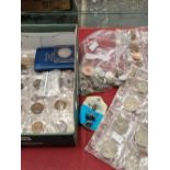 A small collection of antique and later GB coins together with six silver dress rings.