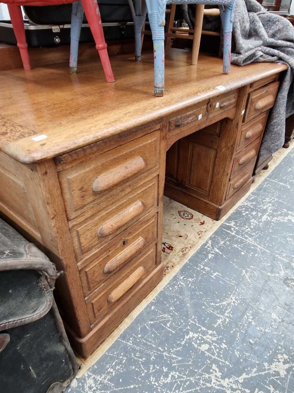 Antique oak pedestal desk.