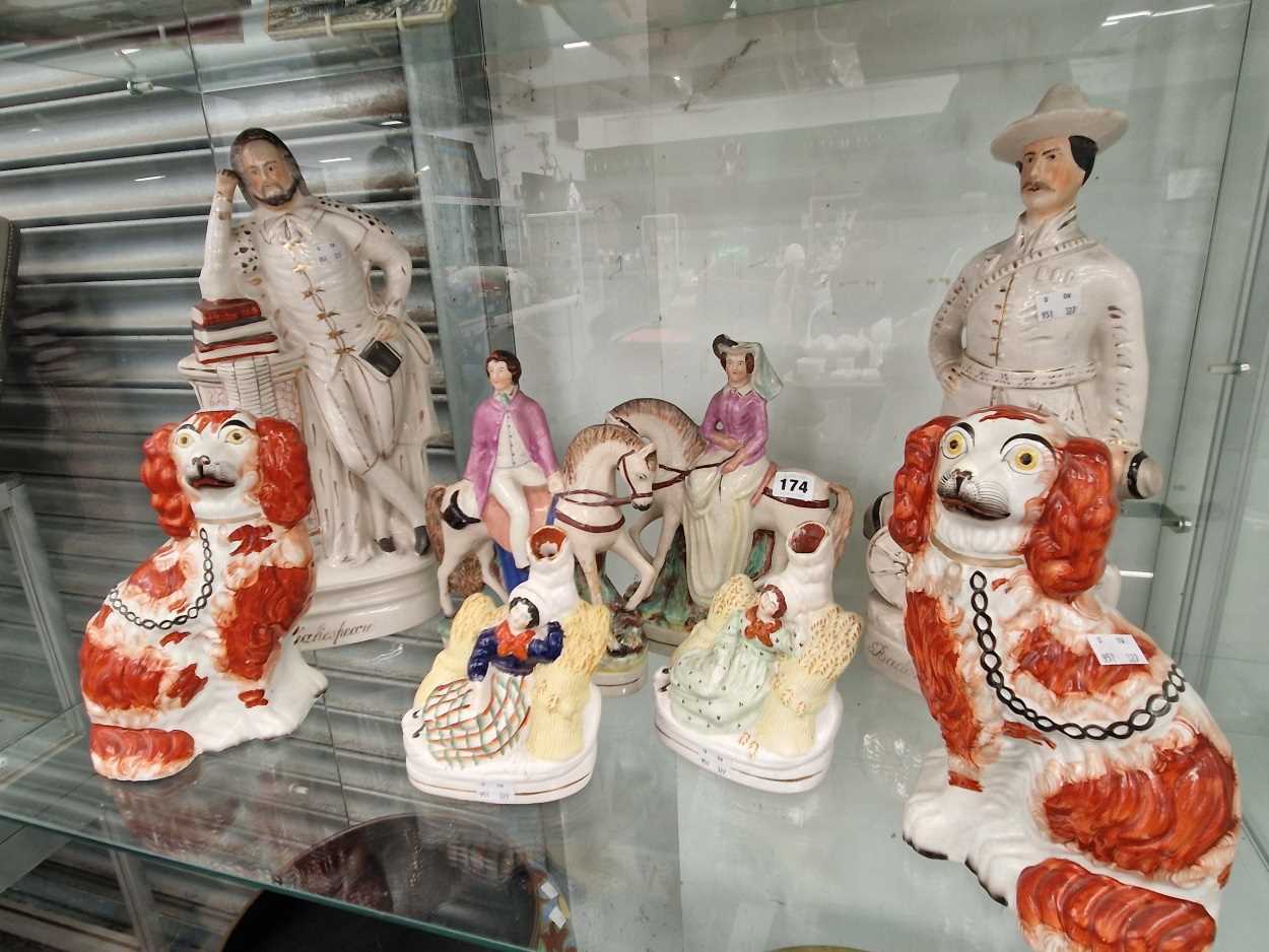 Staffordshire pottery equestrian and other figures to inclue Baden-Powell and Shakespeare