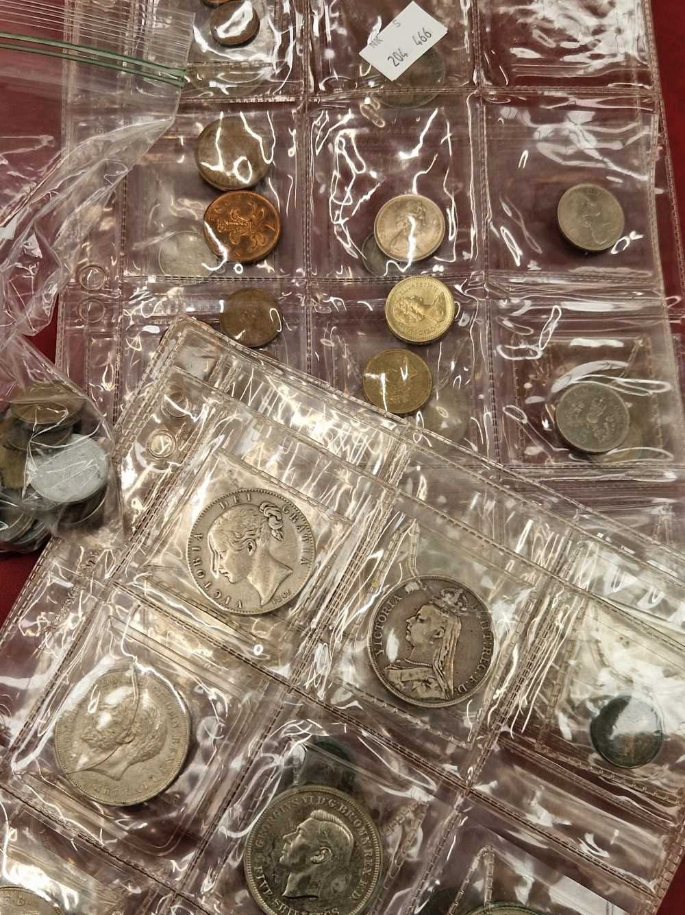 A small collection of antique and later GB coins together with six silver dress rings. - Image 3 of 4