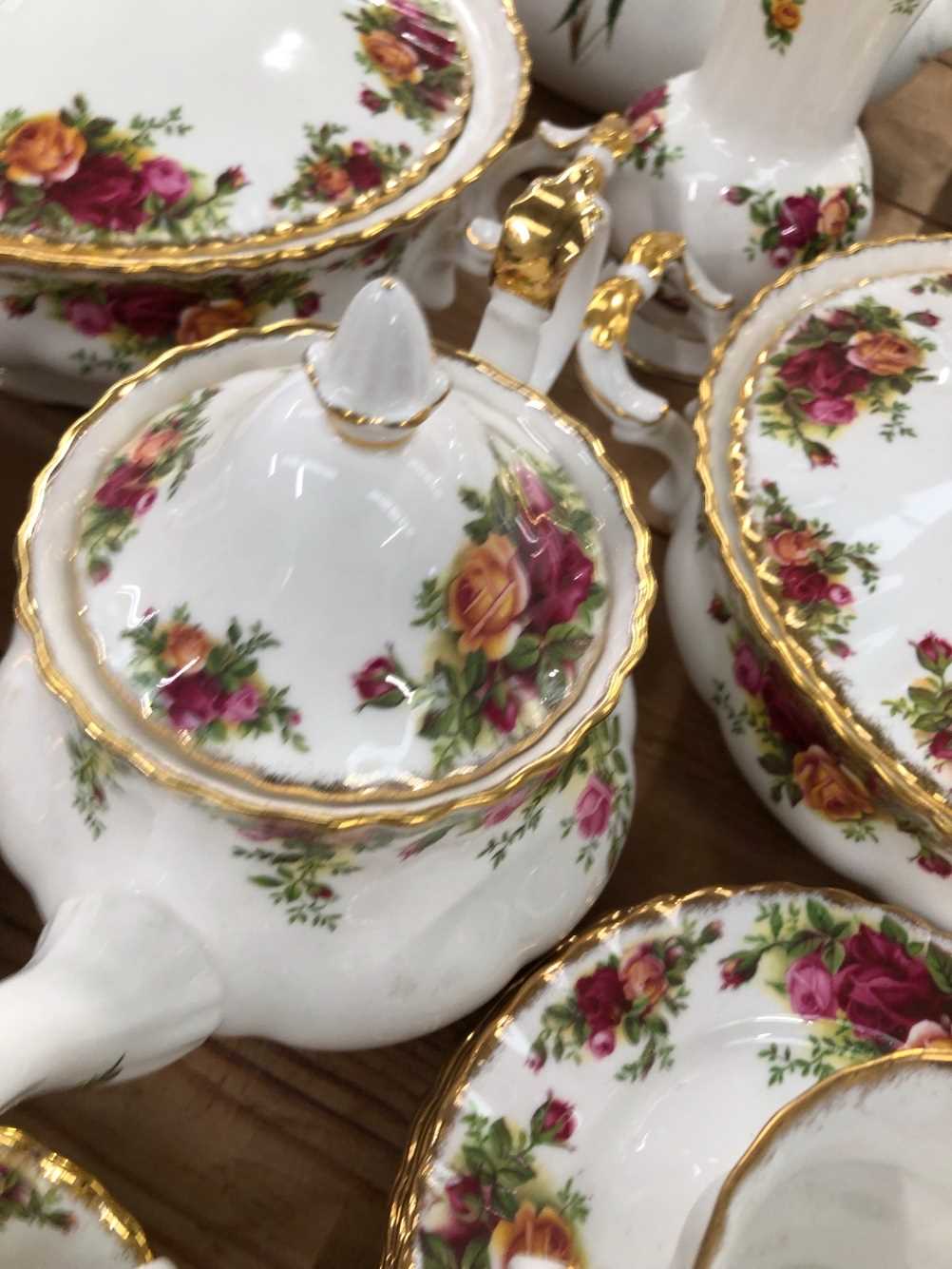 A part set of Royal Albert old rose pattern tea wares, two tureens, two vases, etc. There is a - Image 20 of 20