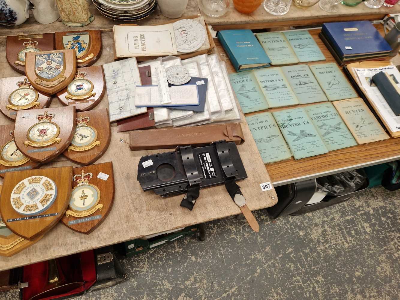 A group of vintage 1950's pilot's notes publications, navigation maps, flight log books and eleven