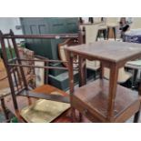 A 19th century two tier washstand and a towel rail.